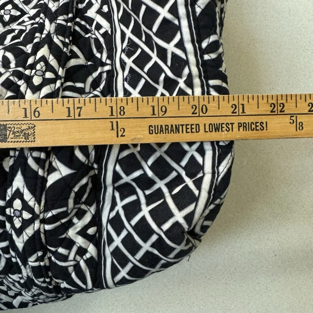 Womens Black White Geometric Quilted Overnight bag Concerto Zip Large
